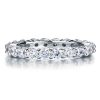 Stackable Wedding Band Set for Women in 925 Sterling Silver with Baguette and Round Cut Stones