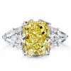 Radiant & Pear Cut Yellow Sapphire Engagement Ring - Sterling Silver