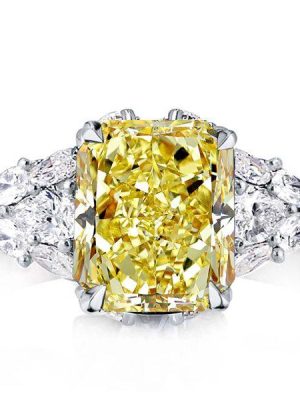 Radiant & Pear Cut Yellow Sapphire Engagement Ring - Sterling Silver
