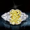Radiant & Pear Cut Yellow Sapphire Engagement Ring - Sterling Silver