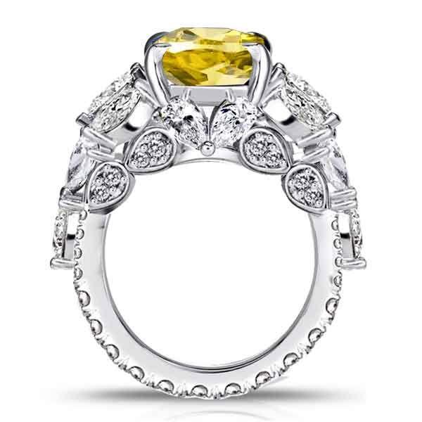 Radiant & Pear Cut Yellow Sapphire Engagement Ring - Sterling Silver