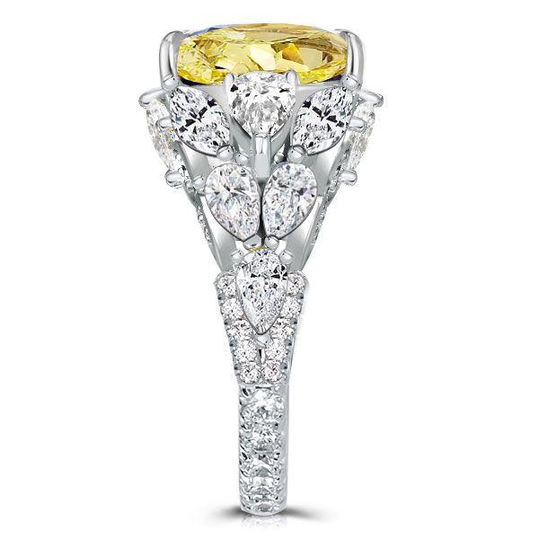 Radiant & Pear Cut Yellow Sapphire Engagement Ring - Sterling Silver