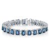 Emerald Cut Blue Topaz Tennis Bracelet in Sterling Silver - 16.15 CT. TW
