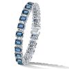 Emerald Cut Blue Topaz Tennis Bracelet in Sterling Silver - 16.15 CT. TW