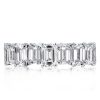 Emerald & White Sapphire Eternity Band in Sterling Silver