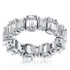 Emerald & White Sapphire Eternity Band in Sterling Silver