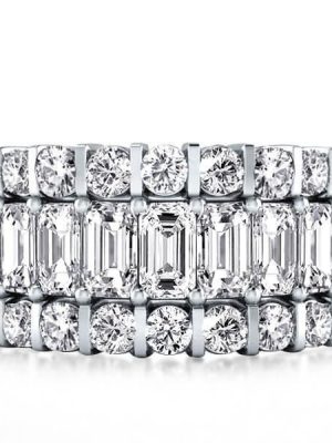 Triple Row Cubic Zirconia Wedding Band in Sterling Silver (8.06 ctw)