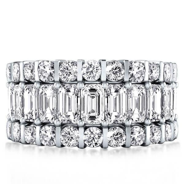 Triple Row Cubic Zirconia Wedding Band in Sterling Silver (8.06 ctw)