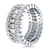 Triple Row Cubic Zirconia Wedding Band in Sterling Silver (8.06 ctw)