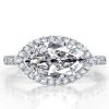 Marquise Halo Engagement Ring - 925 Sterling Silver, 2.50 CT Center Stone