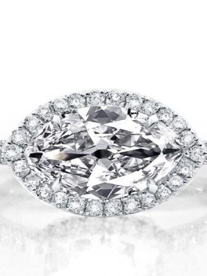 Marquise Halo Engagement Ring - 925 Sterling Silver, 2.50 CT Center Stone