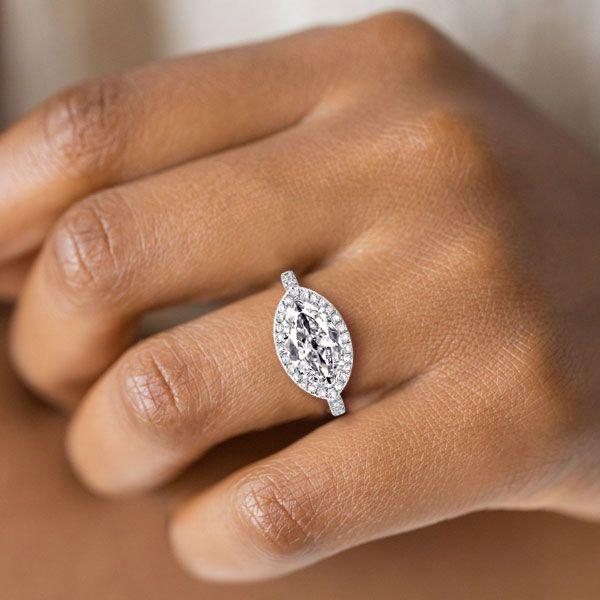 Marquise Halo Engagement Ring - 925 Sterling Silver, 2.50 CT Center Stone
