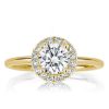 Round Cut Halo Engagement Ring Set for Women, 2.16CT TW, 18K Gold Plated Sterling Silver