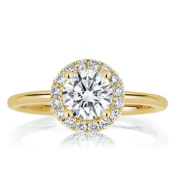 Round Cut Halo Engagement Ring Set for Women, 2.16CT TW, 18K Gold Plated Sterling Silver