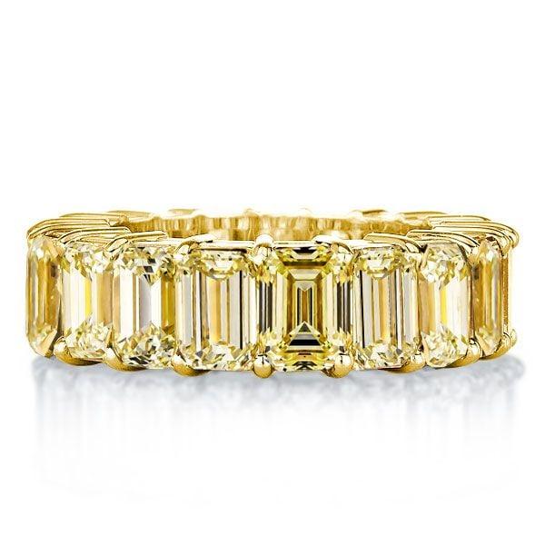 8.50 CT. TW. Golden Emerald Topaz Eternity Wedding Band | 18K Gold Plated Sterling Silver