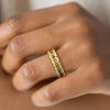 8.50 CT. TW. Golden Emerald Topaz Eternity Wedding Band | 18K Gold Plated Sterling Silver