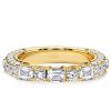 2.05 CT. TW. Emerald & Round Cut White Sapphire Band Ring in 18K Gold Plated Sterling Silver