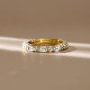 2.05 CT. TW. Emerald & Round Cut White Sapphire Band Ring in 18K Gold Plated Sterling Silver