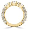 2.05 CT. TW. Emerald & Round Cut White Sapphire Band Ring in 18K Gold Plated Sterling Silver