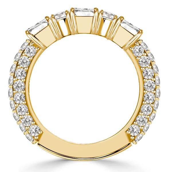 2.05 CT. TW. Emerald & Round Cut White Sapphire Band Ring in 18K Gold Plated Sterling Silver