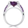 Oval Cut Amethyst Engagement Ring for Women in 925 Sterling Silver with Rhodium Finish