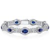 Art Deco Blue Sapphire Bracelet - 925 Sterling Silver Wedding Bracelet