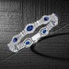Art Deco Blue Sapphire Bracelet - 925 Sterling Silver Wedding Bracelet