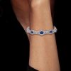 Art Deco Blue Sapphire Bracelet - 925 Sterling Silver Wedding Bracelet