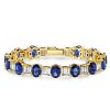Sterling Silver Blue Oval & Baguette Cut CZ Tennis Bracelet for Women