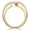 Pear Cut Engagement Ring - East West Setting, 18K Gold Plated Sterling Silver - Travel Friendly