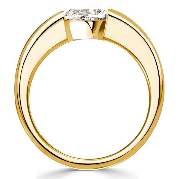 Pear Cut Engagement Ring - East West Setting, 18K Gold Plated Sterling Silver - Travel Friendly