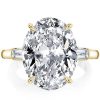 Golden Oval 3-Stone Engagement Ring - 18K Gold Plated Sterling Silver