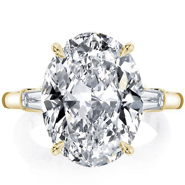 Golden Oval 3-Stone Engagement Ring - 18K Gold Plated Sterling Silver