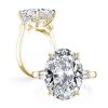 Golden Oval 3-Stone Engagement Ring - 18K Gold Plated Sterling Silver