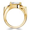 18K Gold Plated Pear Shaped Blue Sapphire Art Deco Ring | 3.65 CTW
