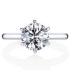 Classic Solitaire Created White Sapphire Engagement Ring - 925 Sterling Silver