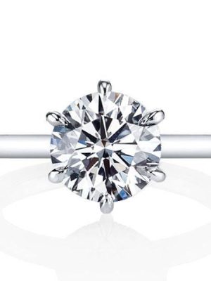 Classic Solitaire Created White Sapphire Engagement Ring - 925 Sterling Silver