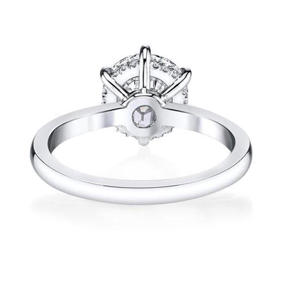 Classic Solitaire Created White Sapphire Engagement Ring - 925 Sterling Silver