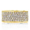 Micro Pave Half Eternity Wedding Band for Women - 18K Gold Plated Sterling Silver