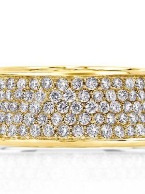 Micro Pave Half Eternity Wedding Band for Women - 18K Gold Plated Sterling Silver
