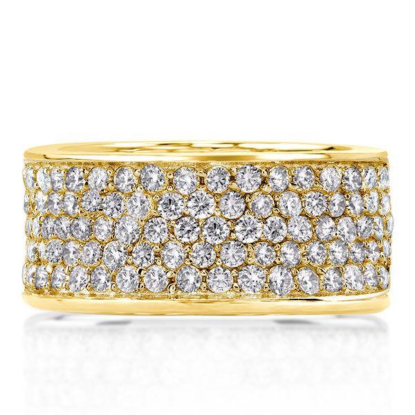 Micro Pave Half Eternity Wedding Band for Women - 18K Gold Plated Sterling Silver