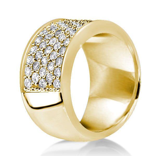 Micro Pave Half Eternity Wedding Band for Women - 18K Gold Plated Sterling Silver