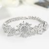 White Sapphire Flower Bracelet - Sterling Silver Floral Design