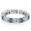 White and Blue Topaz Eternity Band Ring in 925 Sterling Silver for Women