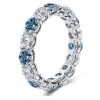 White and Blue Topaz Eternity Band Ring in 925 Sterling Silver for Women