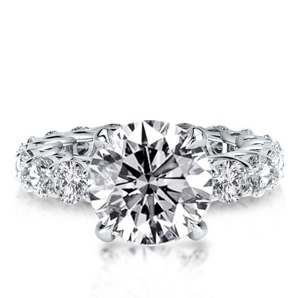 Round Created White Sapphire Eternity Engagement Ring in Rhodium Plated Sterling Silver