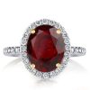 Halo Oval Garnet Engagement Ring in Sterling Silver