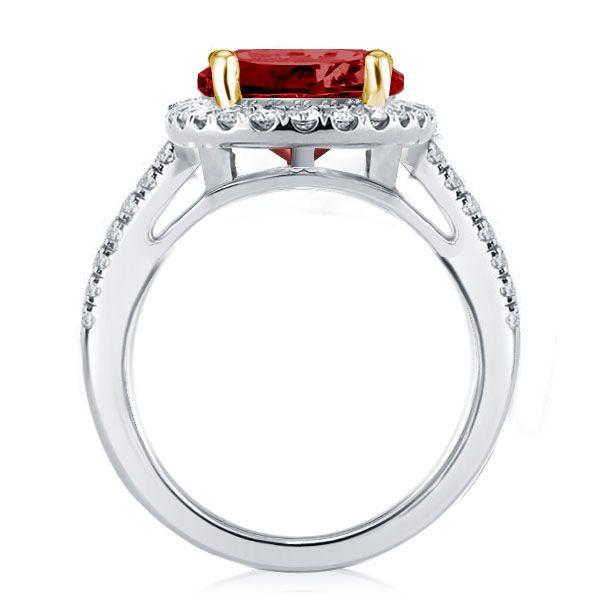 Halo Oval Garnet Engagement Ring in Sterling Silver
