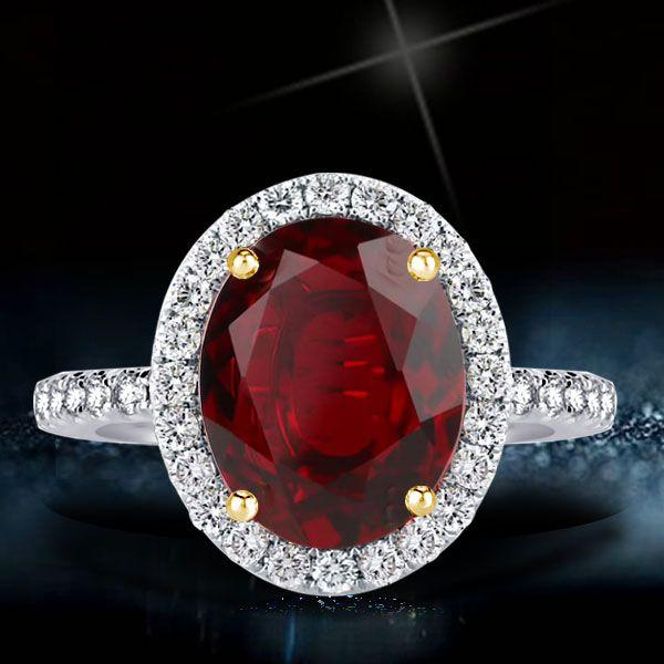Halo Oval Garnet Engagement Ring in Sterling Silver