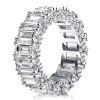 Emerald Cut Created White Sapphire Eternity Wedding Band in 925 Sterling Silver